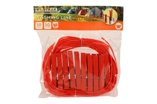 10m Nylon Washing Line and 10 Peg Combo