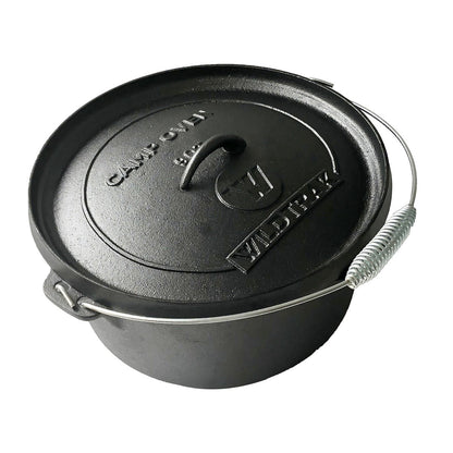 Wildtrak™ 9 Quart Heavy Duty Pre-Seasoned Round Cast Iron Camp Oven with Lip and Handle