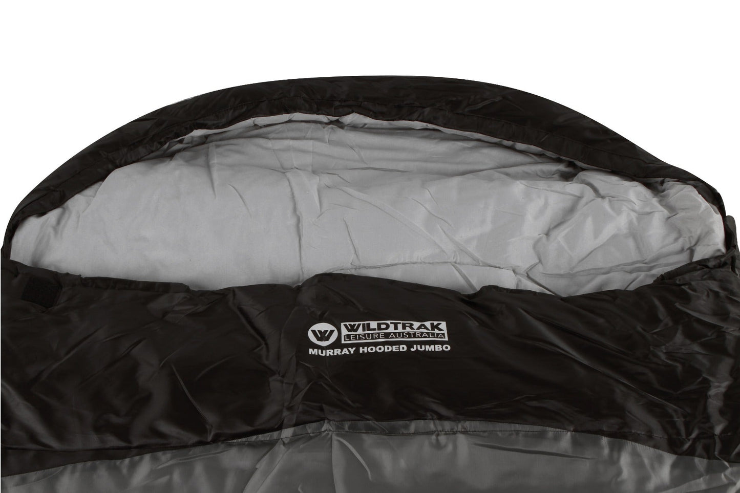 Wildtrak™ Murray Jumbo Hooded Sleeping Bag, 0-5°C, Breathable Lining, Ripstop Fabric, Auto Lock Zips, Sewn-in Storage Pocket, Hanging Loop, Storage Bag, 90x240cm