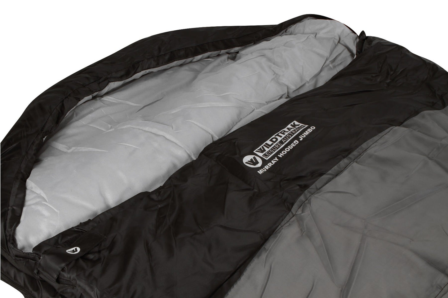 Wildtrak™ Murray Jumbo Hooded Sleeping Bag, 0-5°C, Breathable Lining, Ripstop Fabric, Auto Lock Zips, Sewn-in Storage Pocket, Hanging Loop, Storage Bag, 90x240cm