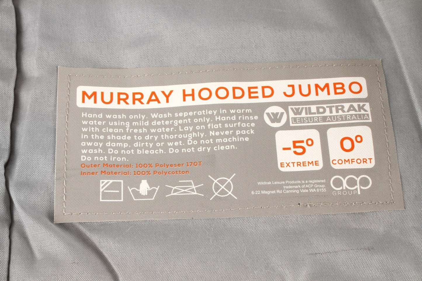 Wildtrak™ Murray Jumbo Hooded Sleeping Bag, 0-5°C, Breathable Lining, Ripstop Fabric, Auto Lock Zips, Sewn-in Storage Pocket, Hanging Loop, Storage Bag, 90x240cm