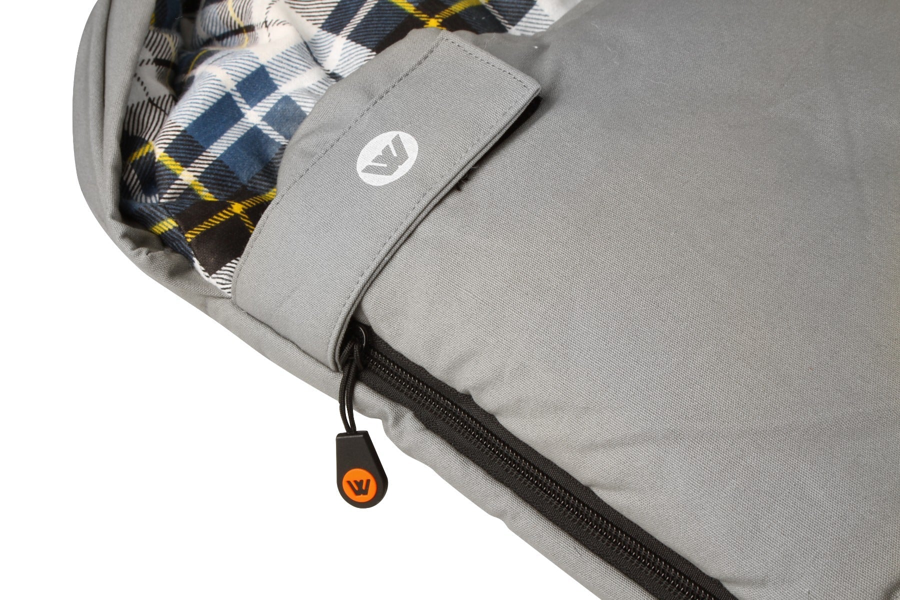 Wildtrak™ Frankland Jumbo Hooded Sleeping Bag, -2 to -7°C, Flannel Inner, Cotton Canvas Outer Shell, Auto Lock Zips, Sewn-through Contruction, Sewn-in Storage Pocket, Storage Bag, Hanging Loops, 90x230cm