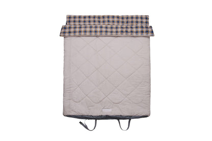 Wildtrak™ Pallinup Queen Comfort Cuffed Sleeping Bag, 0-5°C, Flannel Inner, Hardwearing Cotton Outer, Auto Lock Zips, Sewn-through Contruction, Sewn-in Storage Pocket, Storage Bag with Compression Straps, 152 x 200cm