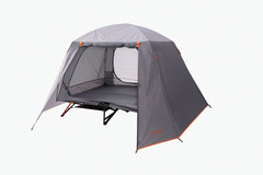 Wildtrak™ Easy Up Queen Stretcher Tent, Powder Coated Steel Frame, Ultra-fine Mesh, 2 Large Vestibules, Internal pockets, Mesh Storage Shelf, Ripsop Waterproof Fly, Heavy Duty Carry Bag with Handles (200x144x150cm)