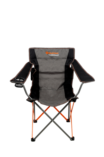 WILDTRAK™ Karridale Foldable Camp Chair, High-Tensile Steel Frame, Drink Holder, Weight Rated 135kg, Carry Bag with Shoulder Strap