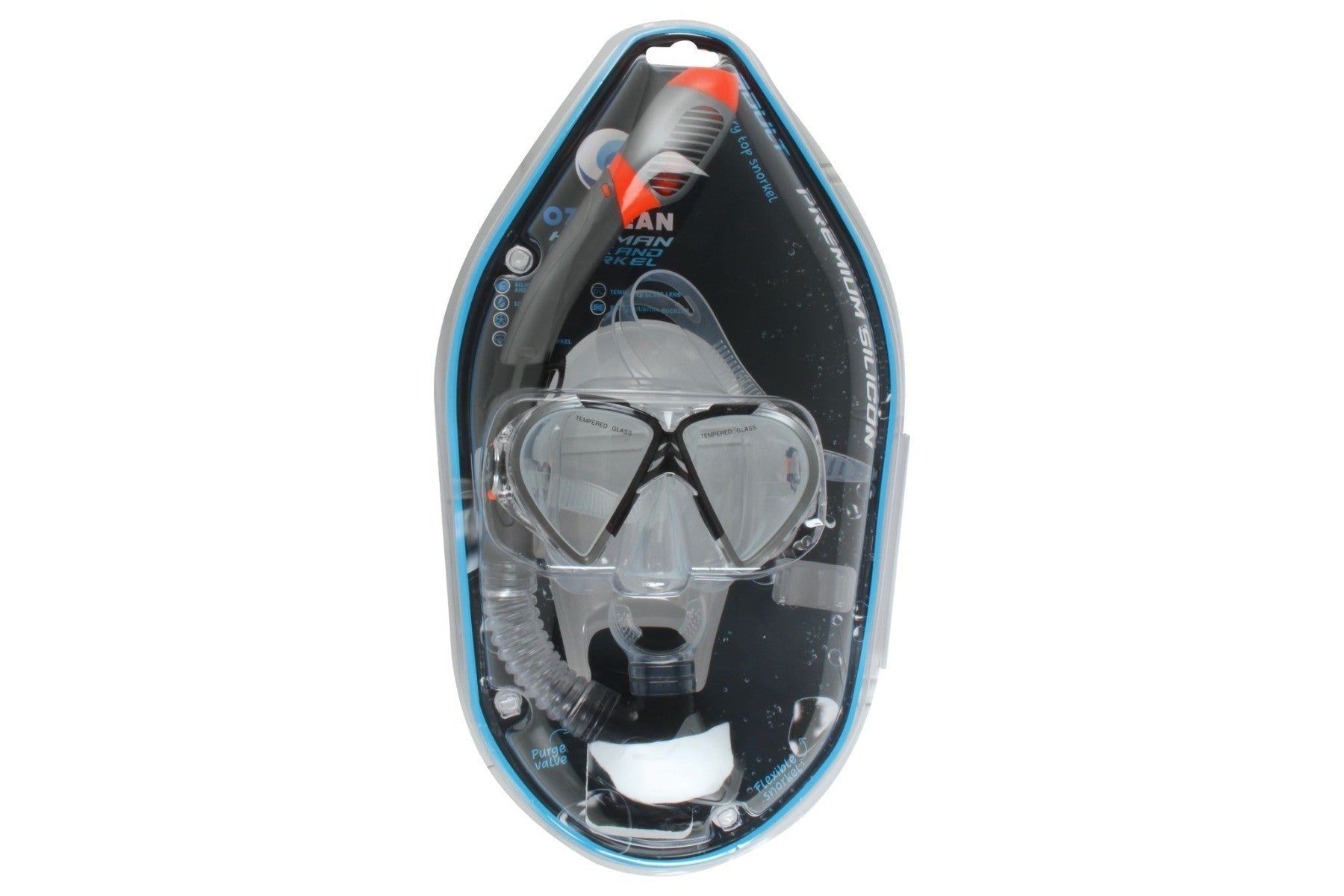 HAYMAN ADULT SILICON MASK AND SNORKEL SET - GREY RED OR BLUE