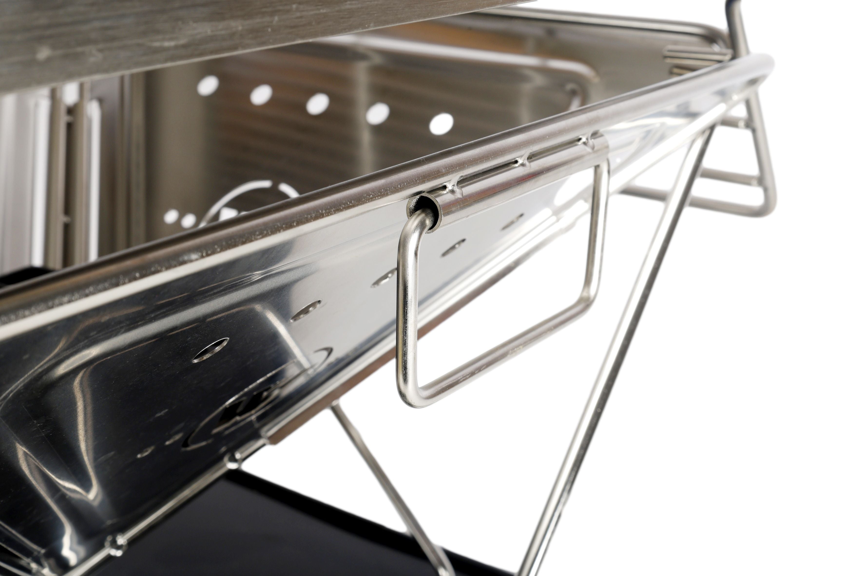 Wildtrak™ Frontier 45cm Heavy Duty 304 Grade Stainless Steel Folding BBQ Firepit with Adjustable Grill includes Canvas Storage Carry Bag with Handles